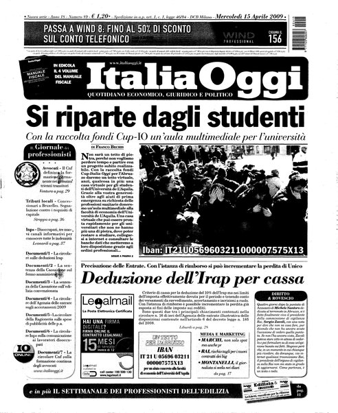 Italia oggi : quotidiano di economia finanza e politica